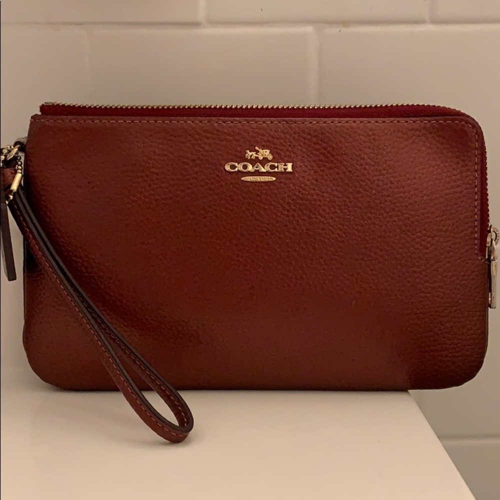 COACH double zip wristlet wallet